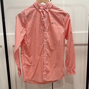 Boy’s Gingham Performance Button-Down Shirt - Orange/White by Vineyard Vines